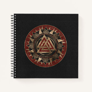 Valknut Symbol Black and Red Leather and gold Notizbuch