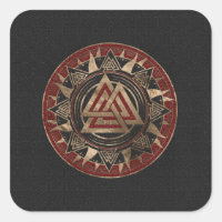 Valknut Symbol Black and Red Leather and gold