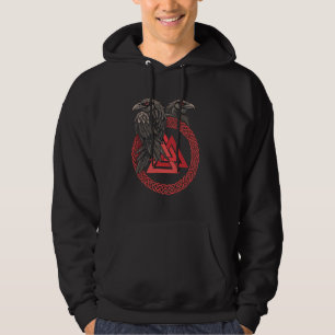 Valknut Symbol - Huginn und Muninn - Viking Raven Hoodie
