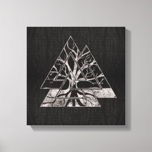 Valknut Symbol und Baum des Lebens - Yggdrasil Leinwanddruck