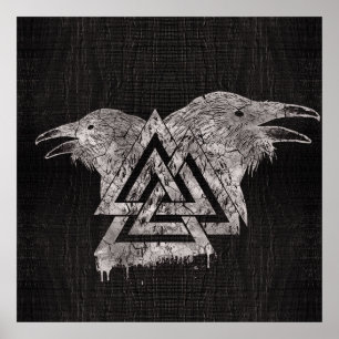 Valknut Symbol und Raven Poster