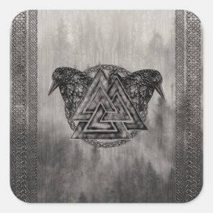 Valknut Symbol und Ravens Quadratischer Aufkleber