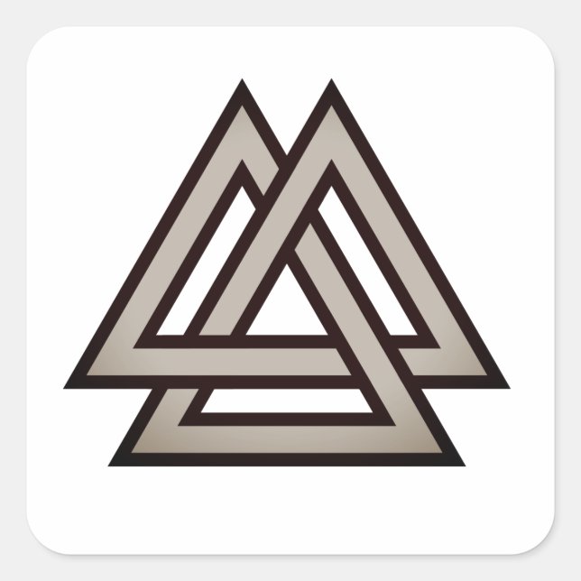 Valknut-Symbolvariante Quadratischer Aufkleber (Vorderseite)