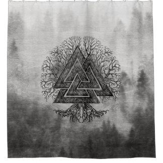 Valknut und Baum des Lebens Yggdrasil Duschvorhang