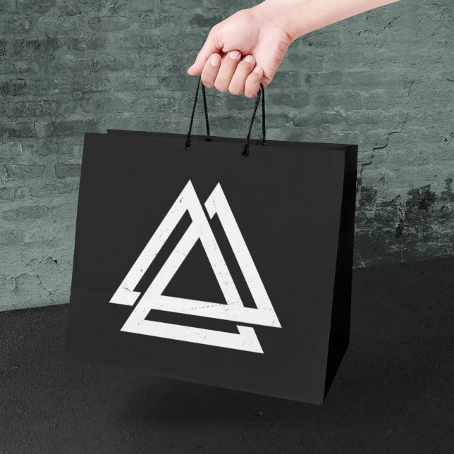 Valknut Viking Triangle Art Große Geschenktüte (the perfect way to give your black and white gift bags.)