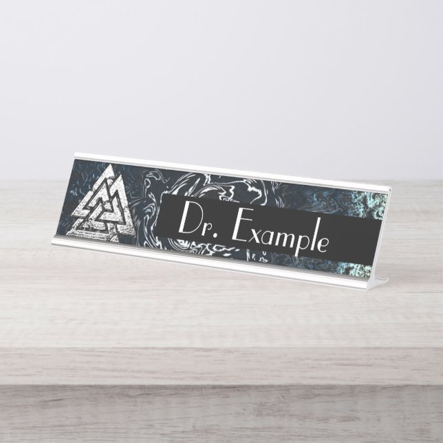 Valknut~ (Wavy) Schreibtischnamensplakette (Vorderseite )
