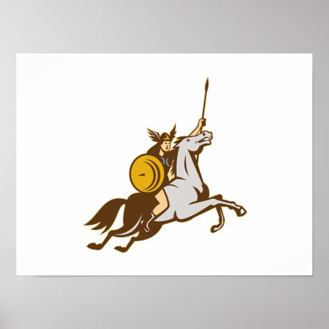 Valkyrie Riding Horse Retro Poster (Vorne)