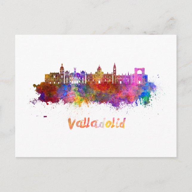 Valladolid Skyline in Aquarellfarbe Postkarte (Vorderseite)