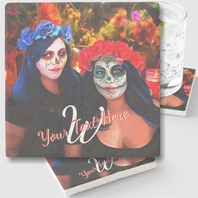 Vallarta Catrinas mit Blume & Kerzen 1718 Steinuntersetzer (Von Creator hochgeladen)