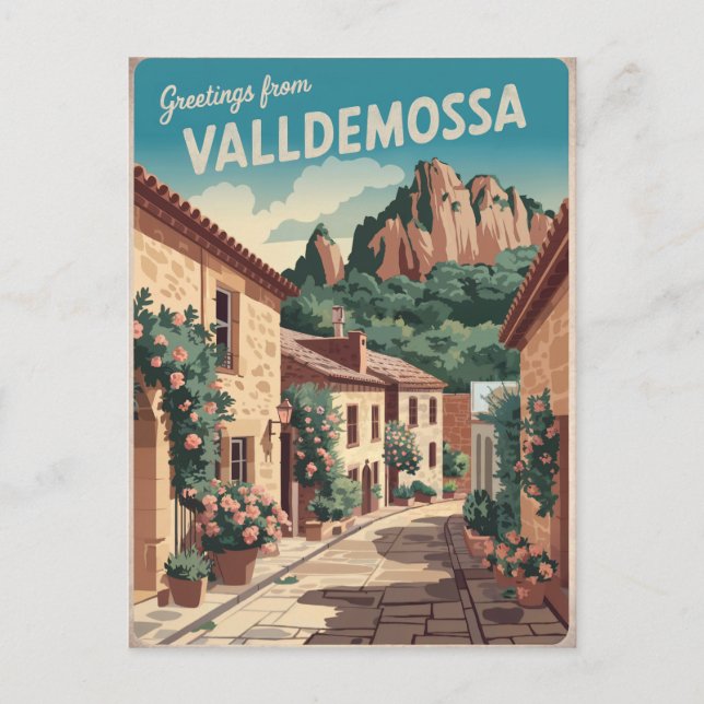 Valldemossa Mallorca Vintag Postkarte (Vorderseite)