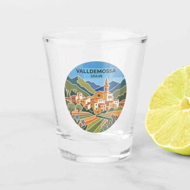 Valldemossa Spanien Schnapsglas (Vorderseite)