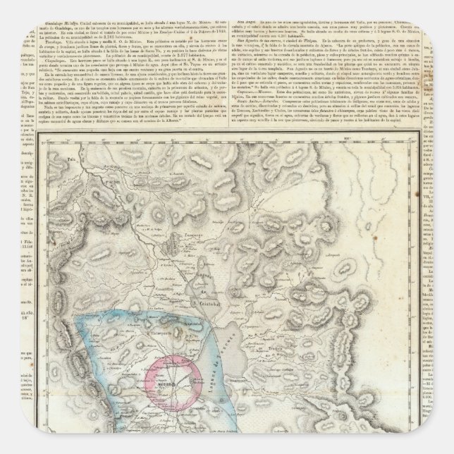 Valle de Mexico, Mexiko Quadratischer Aufkleber (Vorderseite)