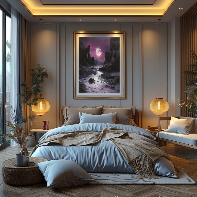 Valle Lunar con Tortuga: Nocturno Surrealista Poster (Von Creator hochgeladen)