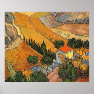 Valle mit Plowman von Vincent van Gogh Poster