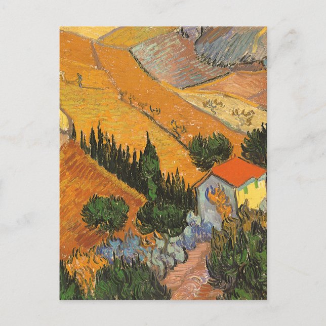 Valle mit Plowman von Vincent van Gogh Postkarte (Vorderseite)