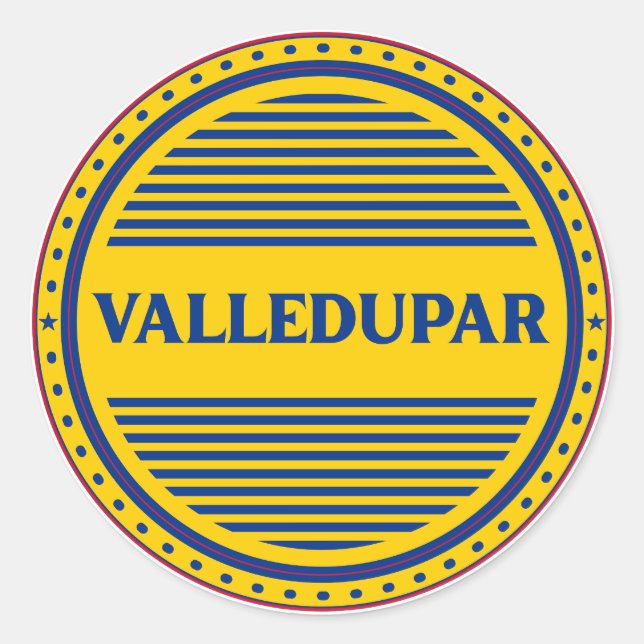 Valledupar City Pride Emblem – Colombian Identity Runder Aufkleber (Vorderseite)