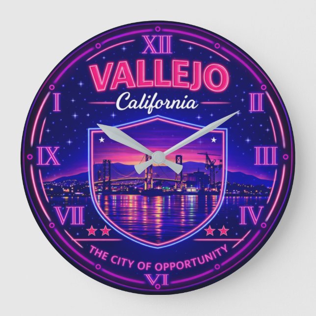 Vallejo California Waterfront Bridge Große Wanduhr (Vorderseite)