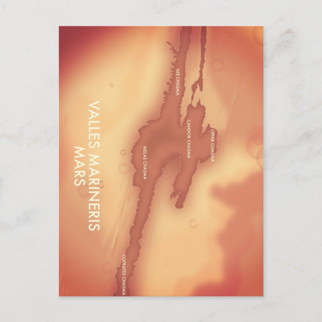 Valles marineris Mars Karte (Vorderseite)