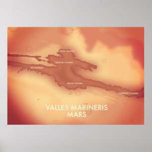 Valles marineris Mars map Poster
