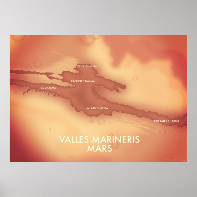 Valles marineris Mars map Poster (Vorne)