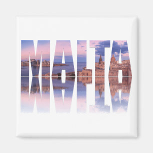 Valletta Altstadt und Hafen Malta Text Reflexion Magnet