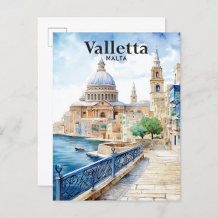 Valletta Malta Aquarellmalerei Postkarte