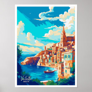 Valletta Malta Art Vintage Poster