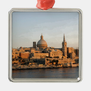 Valletta, Malta in der Abenddämmerung Silbernes Ornament