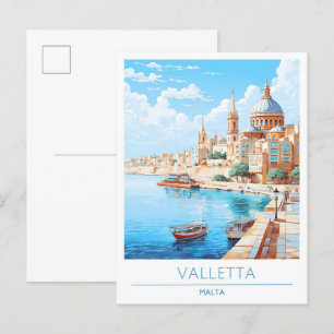 Valletta Malta Kunst Vintage Reise Postkarte