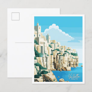 Valletta Malta Reise Vintage-Illustration Postkarte