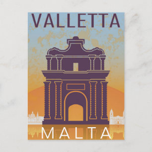 Valletta Malta Reise Vintage Insel Mittelmeer Postkarte