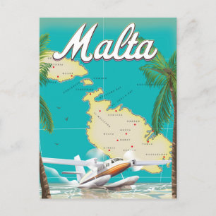 Valletta Malta Reise Vintage Insel Mittelmeer Postkarte