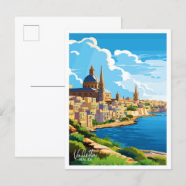 Valletta Malta Reisen Vintage Abbildung Postkarte