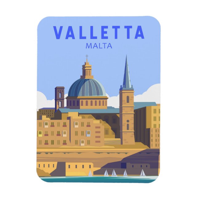 Valletta Malta Reisen Vintage Kunst Magnet (Vertikal)