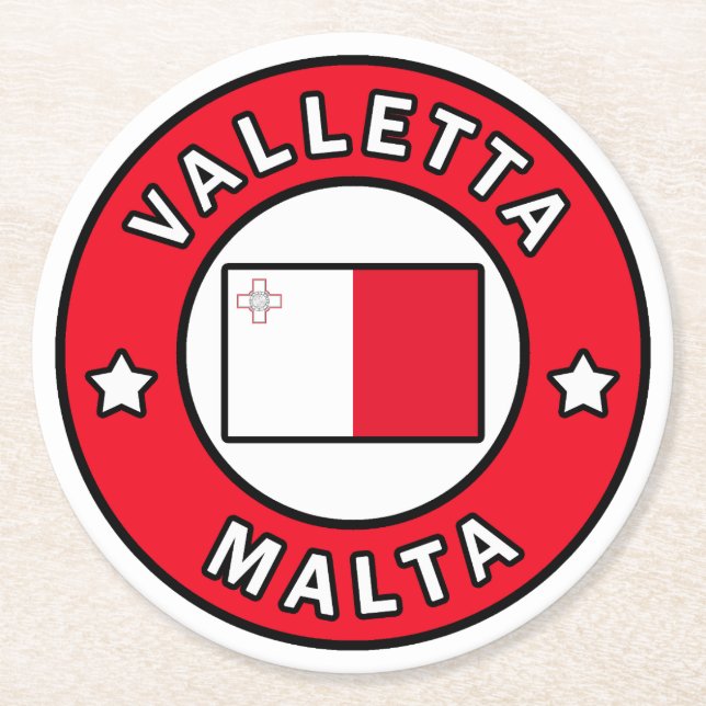 Valletta Malta Runder Pappuntersetzer (Vorderseite)