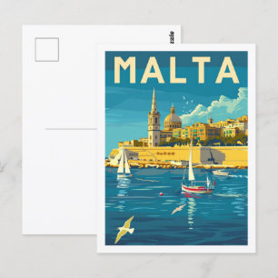 Valletta Malta Vintage Berühmter Reiseort Postkarte