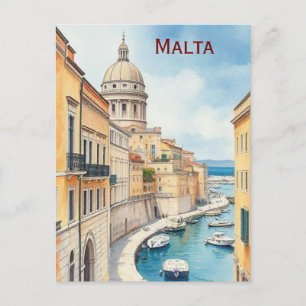 Valletta Malta Vintage Berühmter Reiseort  Postkarte