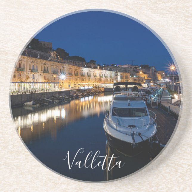 Valletta Uferviertel mit kleinem Hafen Getränkeuntersetzer (Vorne)