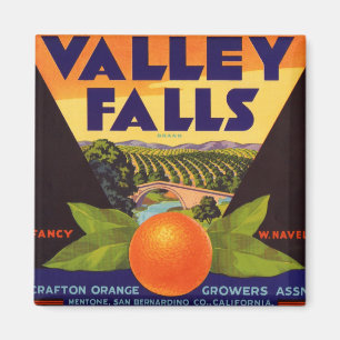 Valley Falls Orange-Kistenetikett Magnet