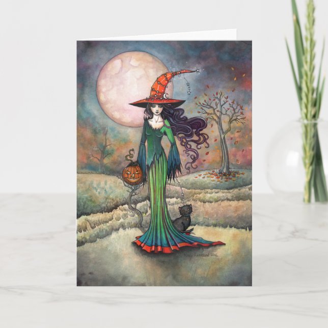 Valley Moon Halloween Witch Art Molly Harrison Karte (Vorderseite)