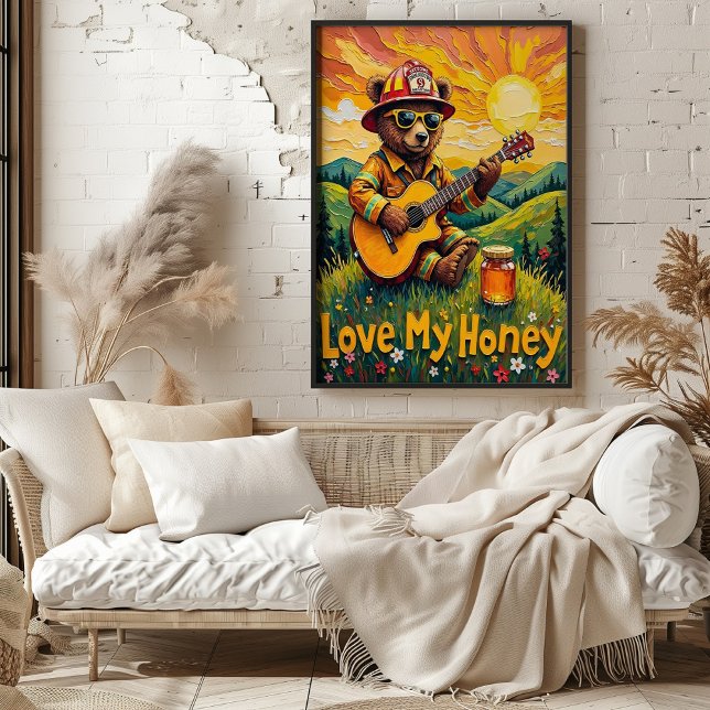 Valley Vista Vibes: Bear's Honeyed Harmony Poster (Von Creator hochgeladen)