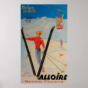 Valloire Savoie Frankreich Vintages Skiposter Poster