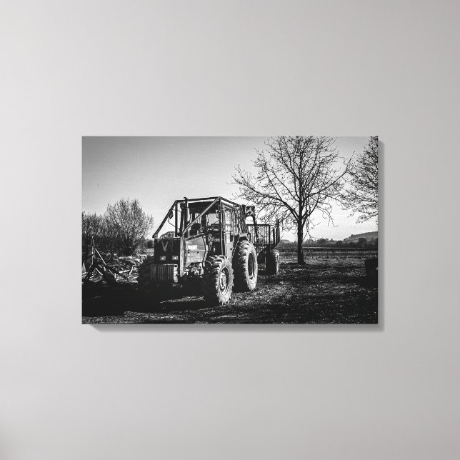 Valmet in der Erholung Schwarz/Weiß Leinwanddruck (Vorderseite)