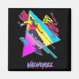 Valmorel farbenfrohes Retro-Ski-Abenteuer-Design Magnet