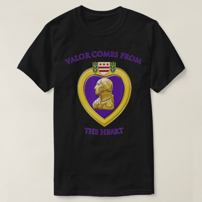Valor kommt aus dem Heart Lila Heart Military D T-Shirt (Design vorne)