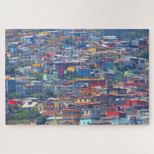 valparaisfarbene Gebäude Puzzle (Horizontal)