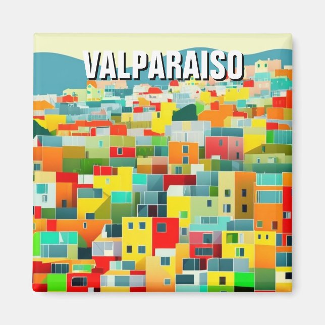 Valparaiso Chile Abstrakt Zeichnend Magnet (Vorne)