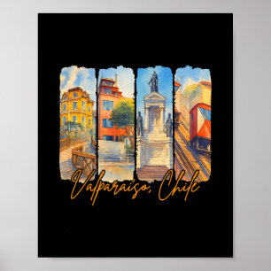 Valparaiso Chile Reise Trip Brushstroke Souvenir Poster
