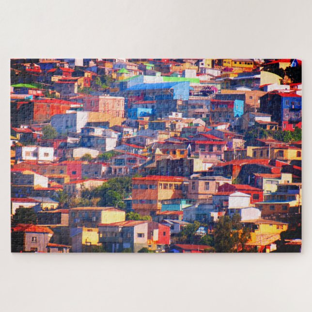 Valparaiso farbige Gebäude Puzzle (Horizontal)
