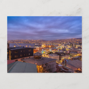 Valparaiso in der Nacht Postkarte